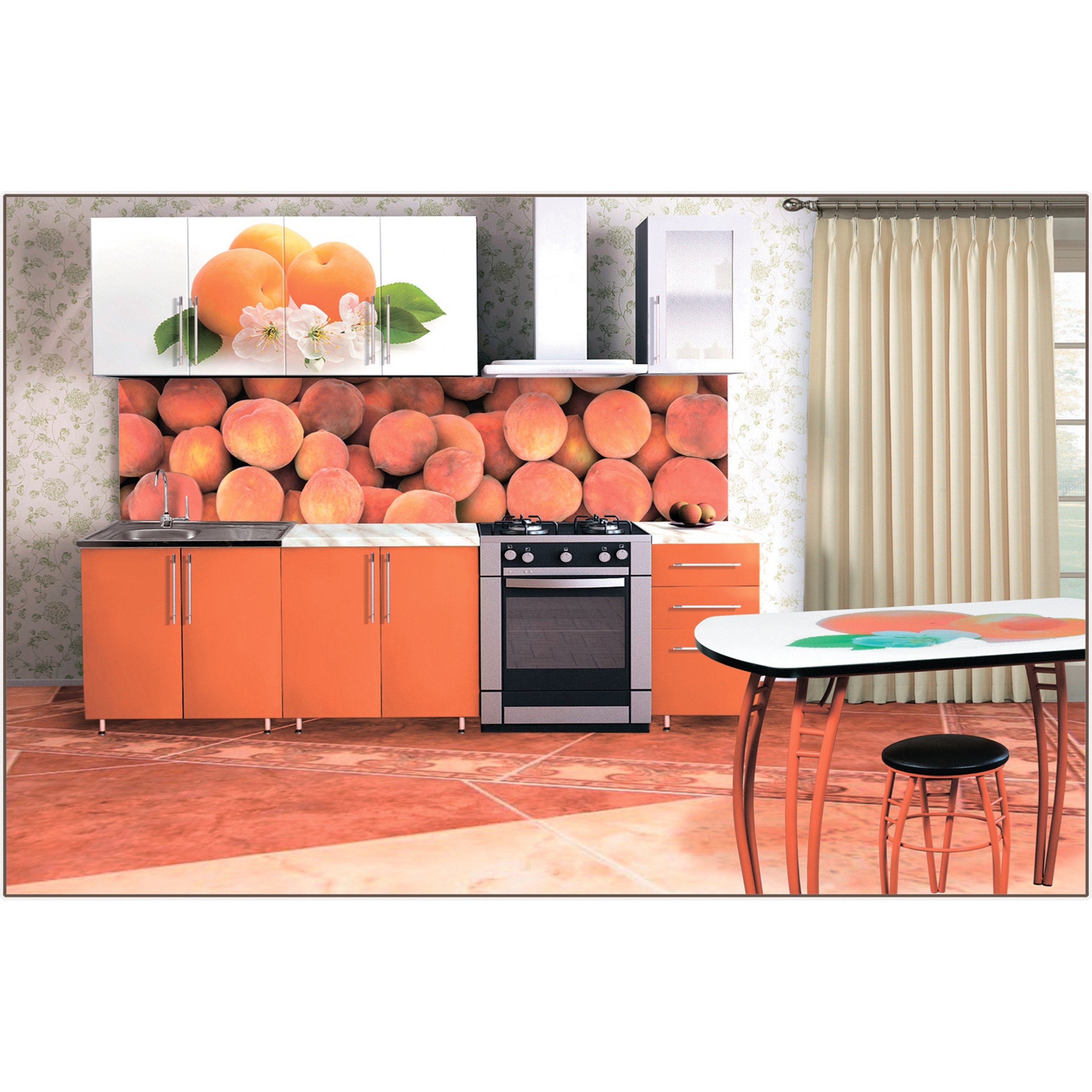 фартук для кухни персикового цвета